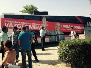 Subaşı’nın Seçim Otobüsüne Taşlı Saldırı