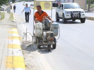 Sapanca’da Kaldırım Bordürleri Boyanıyor