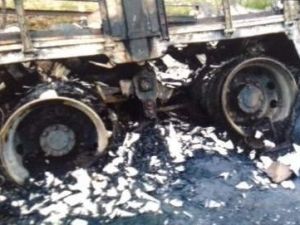 Yozgat’ta Seramik Yüklü Kamyon Yandı