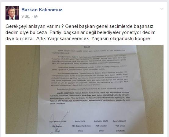 Kalınomuz'a kınama cezası verildi