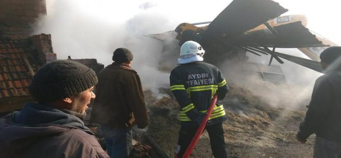 Karacasu'da 10 bin liralık saman kül oldu