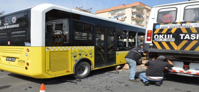 Halk otobüsü ile öğrenci servisi çarpıştı