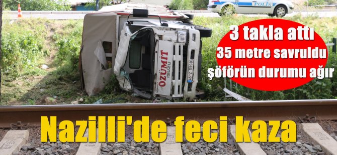 Güzelköy'de kamyon şarampole uçtu