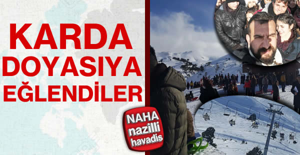 Karda doyasıya eğlendiler