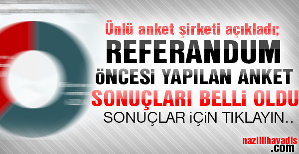 Referandum öncesi yapılan anket sonuçları belli oldu.Sonuçlar için tıklayın...