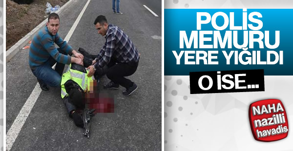 Otomobil, yol denetiminde görevli 1 polise çarptı