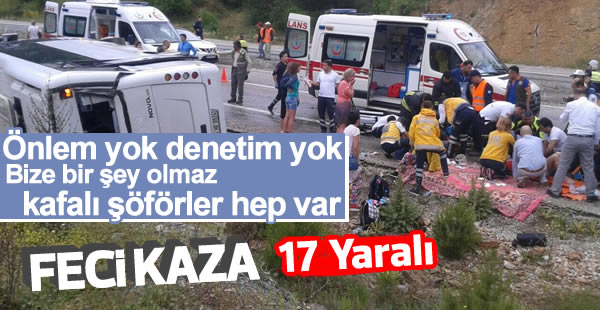 Rus turistleri taşıyan midibüs devrildi