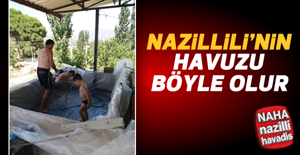 Nazilli'de çatıyı havuza çevirip, sofra kurdular