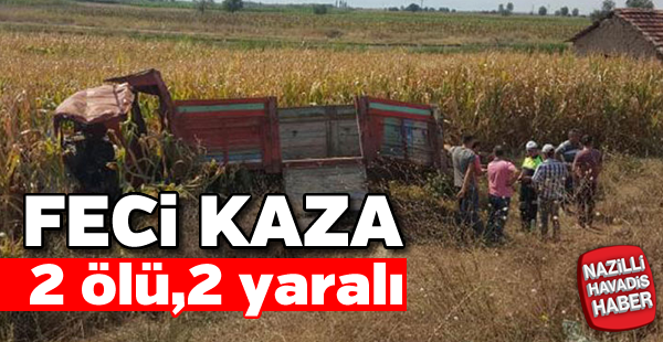 Kamyonetin çarptığı kamyon tarlaya uçtu