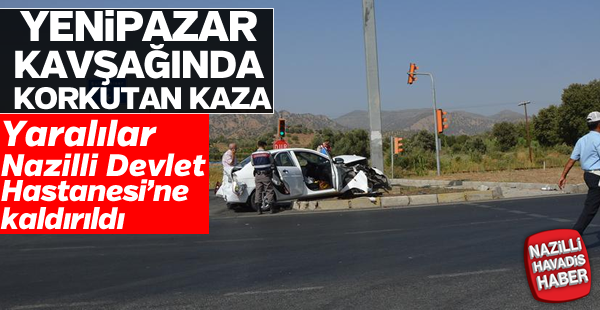 Yenipazar kavşağında korkutan kaza