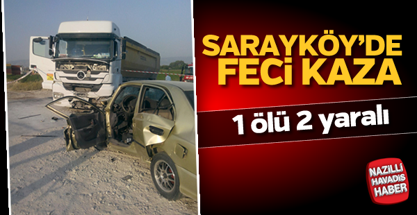 Sarayköy'de feci kaza; 1 ölü, 2 yaralı