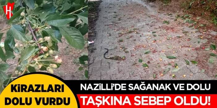 Nazilli'de sağanak ve dolu yağışı taşkına sebep oldu: Kirazları dolu vurdu