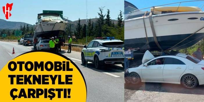 Otomobil tekneyle çarpıştı