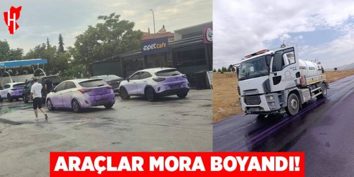Araçlar mora boyandı